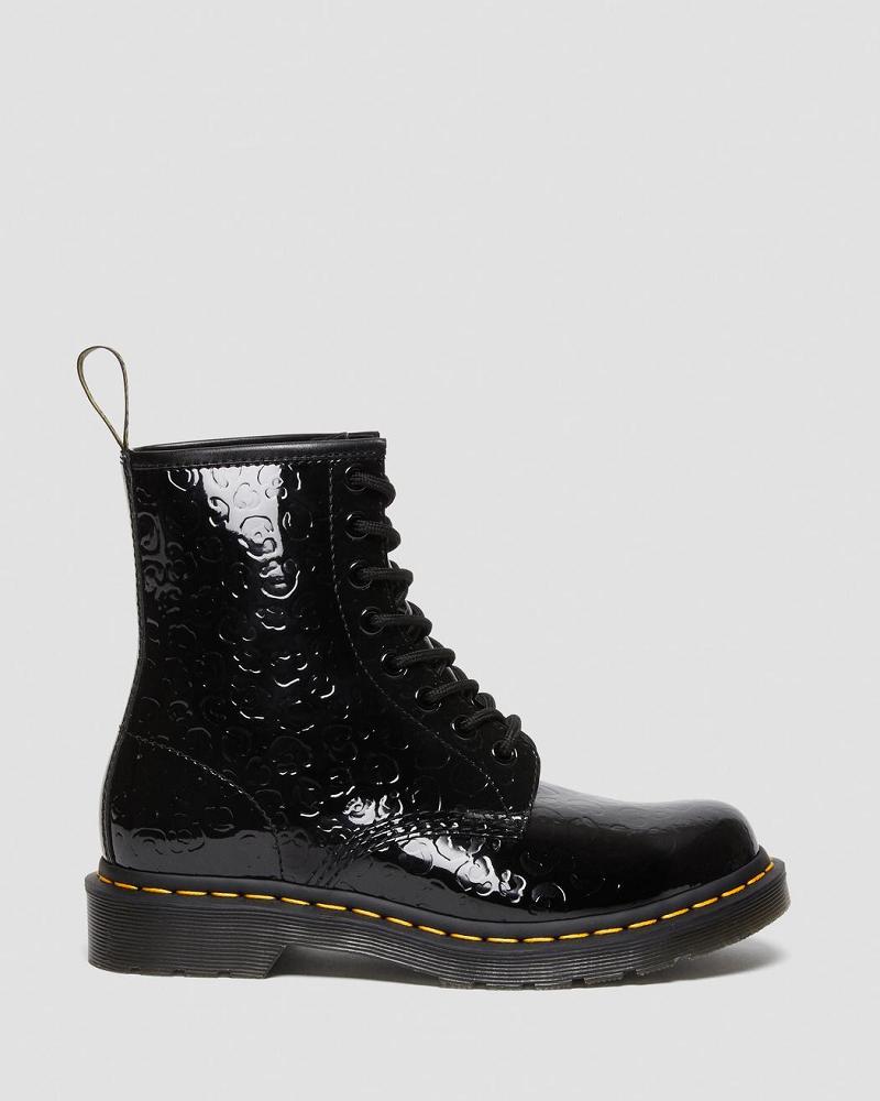 Dr Martens 1460 Leopard Emboss Patent Lær Ankelstøvletter Dame Svarte Leopard | Norge 90QMA
